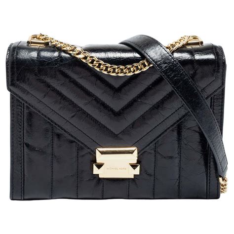 michael kors whitney bag black quilted|michaelkhorsbeigecolorleatherquiltedlookchainandleatherstrap.